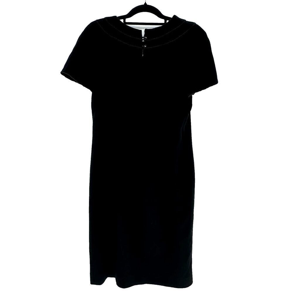 Vintage Cocktail Dress Nipon Boutique Womens Size 14 Black LBD Beaded Timeless - Picture 2 of 10